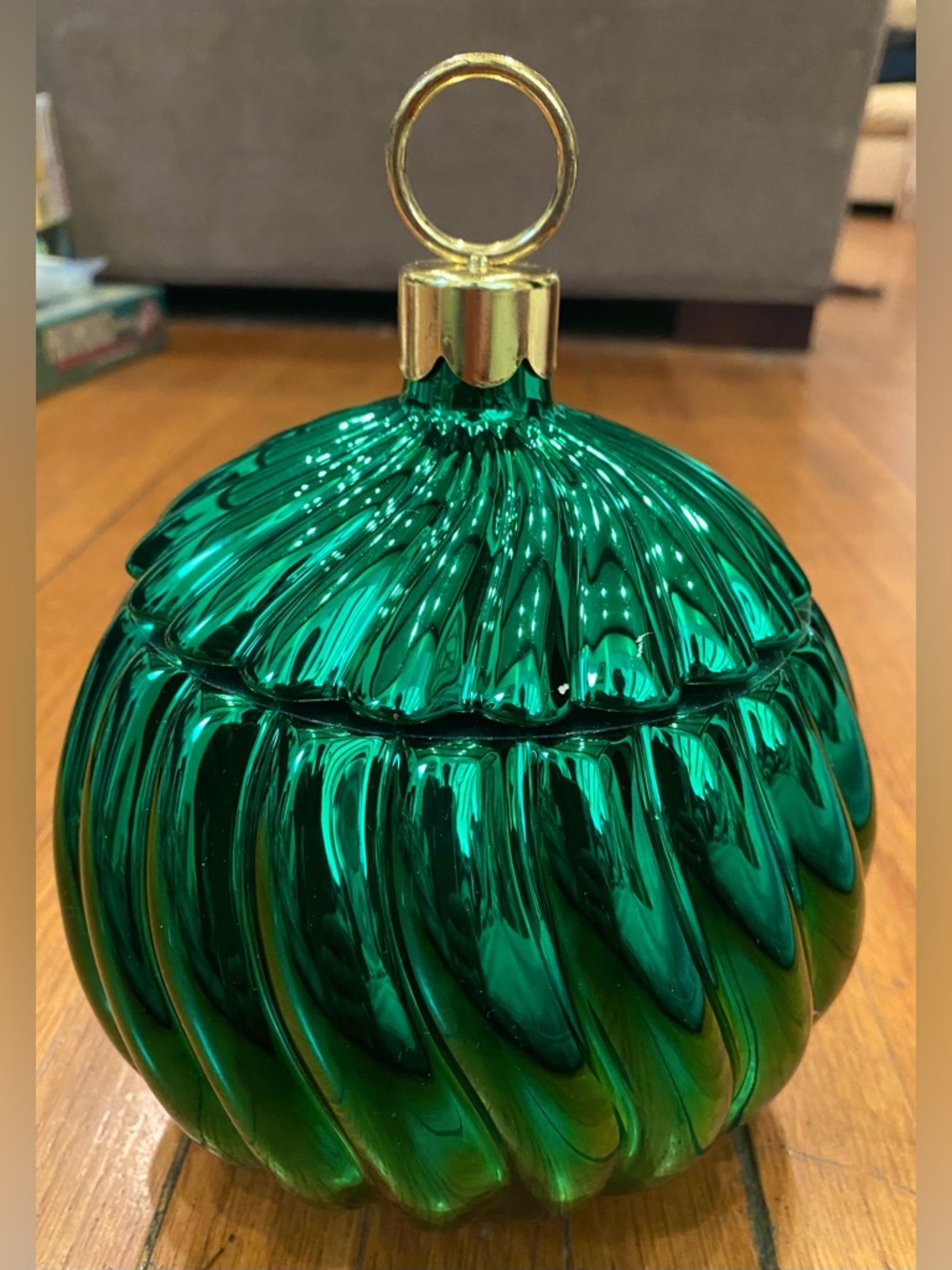 Extra Large ribbed Christmas Bulb Container made of ceramic First production
